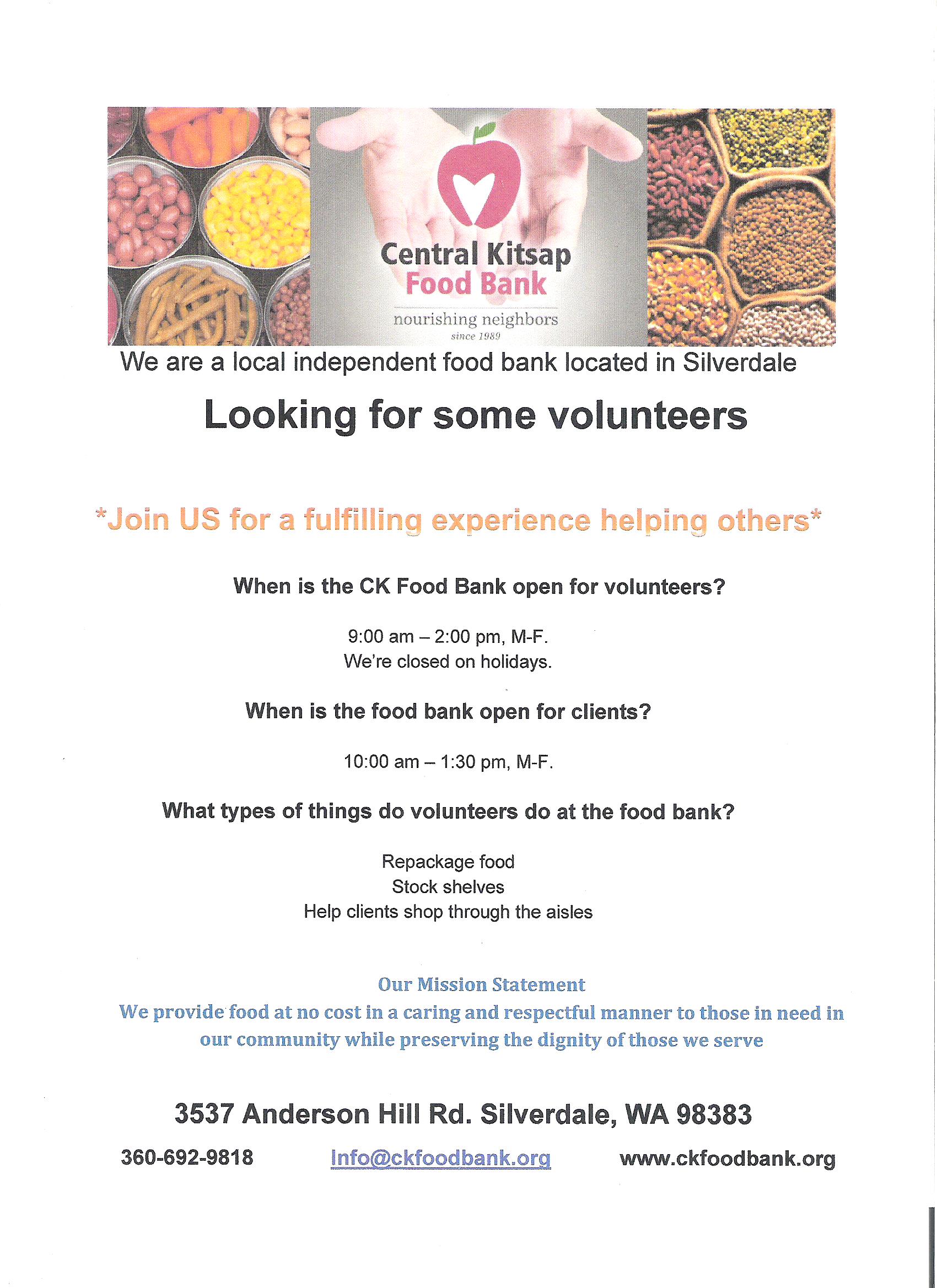 Volunteers Central Kitsap Food Bank