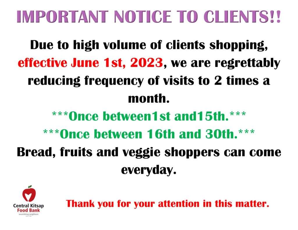 Currently clients can only show 2 times a month. Once between 1-15th and once between the 16th and 30th. We apologize for the inconvenience. We may change this again, in July. Please pay close attention to Facebook or this website.